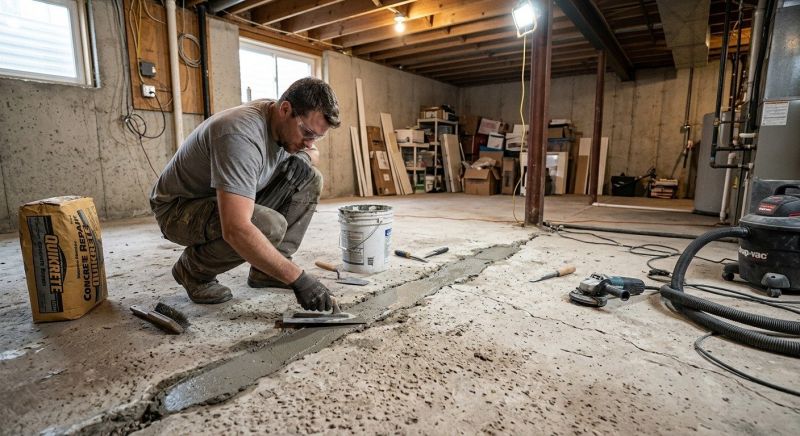 Cracked Basement Floor Repair in West Sacramento, CA