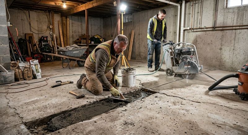 Cracked Basement Floor Repair in West Sacramento, CA